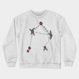 Libra Zodiac Sign Constellation Roses and Hearts Doodle Crewneck Sweatshirt